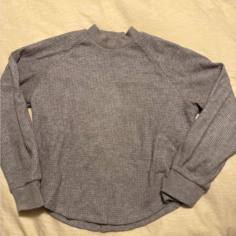 Madewell Women’s Taupe Waffle Mock neck Shirt Small